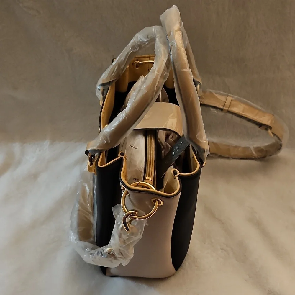 GUESS Bon Bon Faux Leather Two-tone Double Handle Satchel Bag